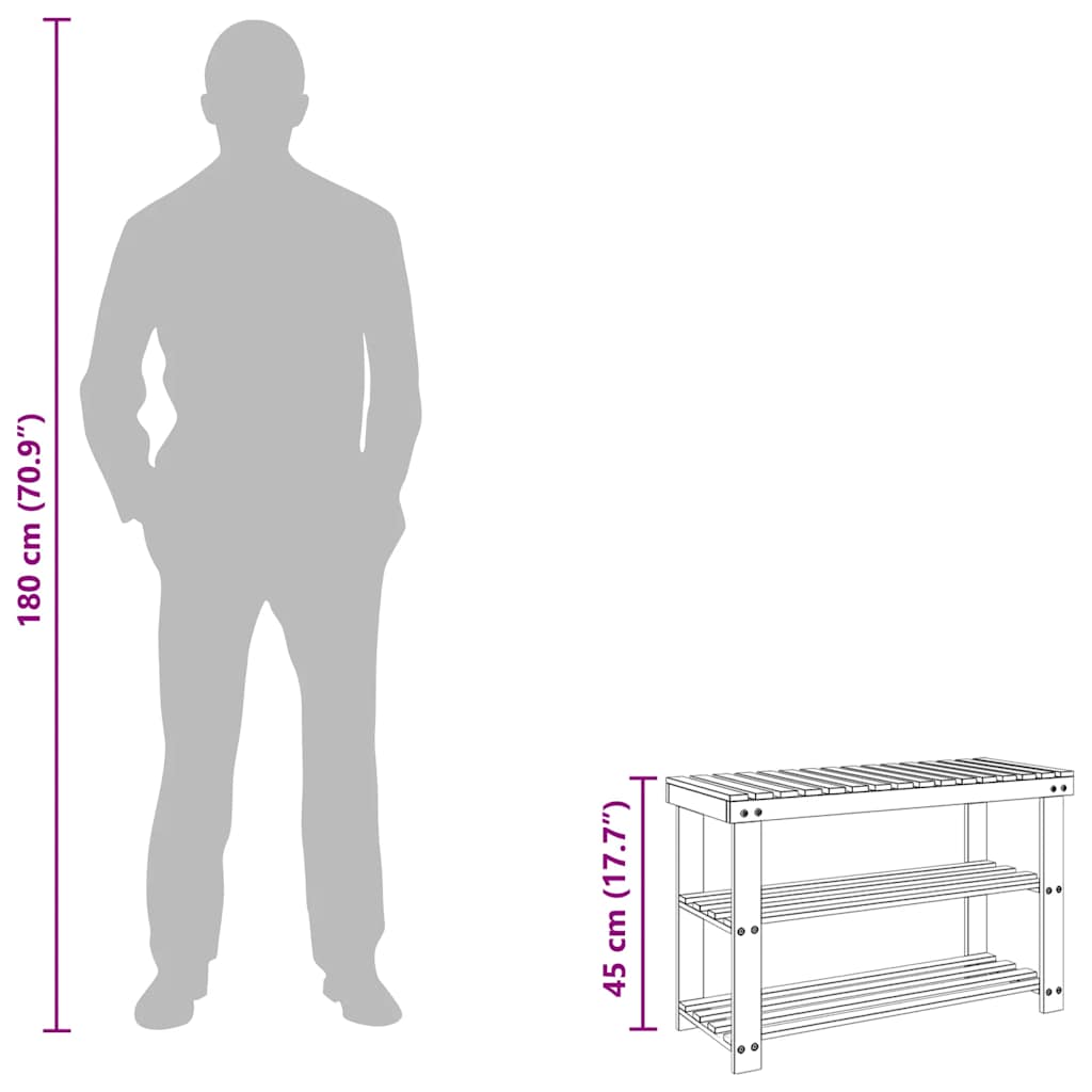 vidaXL Półki na buty z ławką 2-w-1, 2 szt., lite drewno