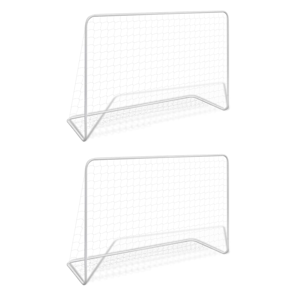 vidaXL Bramki piłkarskie z siatkami, 2 szt. 182x61x122 cm, stal, białe