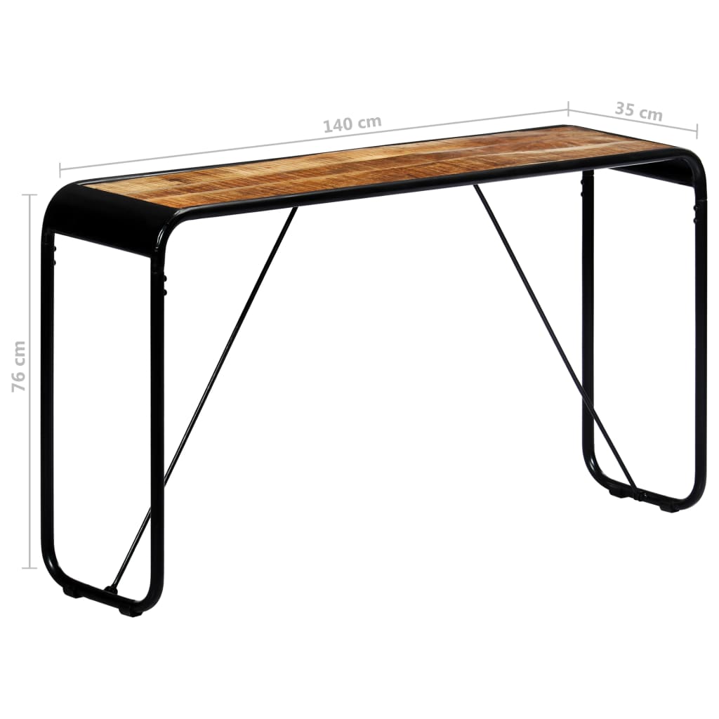 vidaXL Stolik konsola, 140x35x76 cm, lite surowe drewno mango