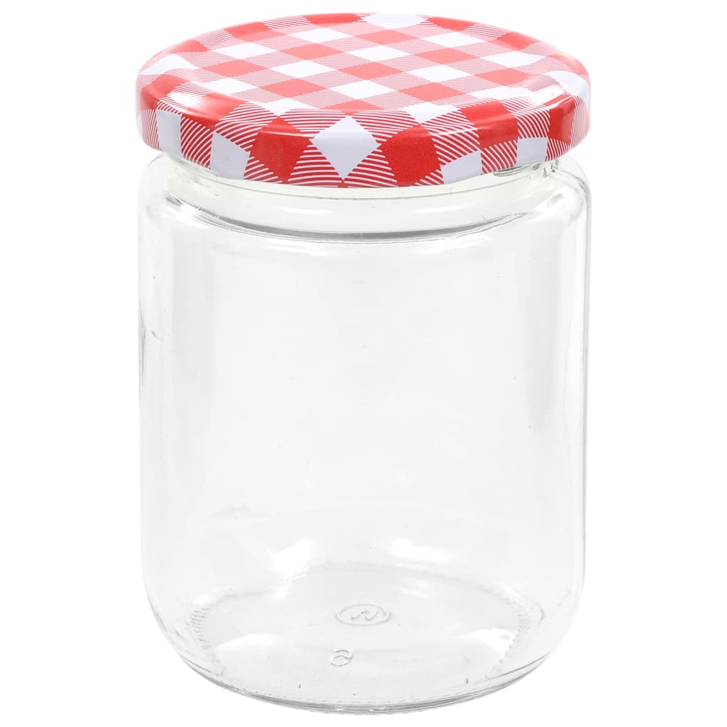 vidaXL Szklane słoiki na dżem, biało-czerwone pokrywki, 48 szt, 230 ml