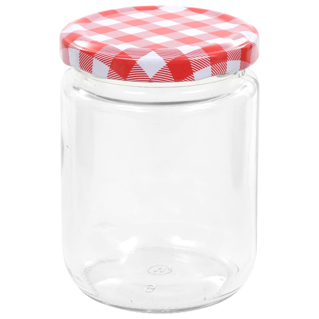 vidaXL Szklane słoiki na dżem, biało-czerwone pokrywki, 96 szt, 230 ml