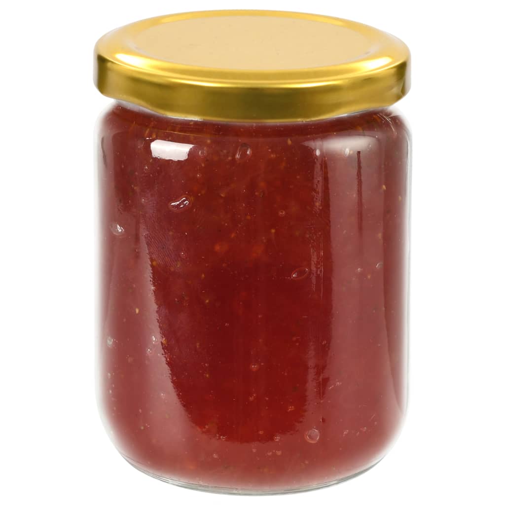 vidaXL Szklane słoiki na dżem, złote pokrywki, 48 szt., 230 ml