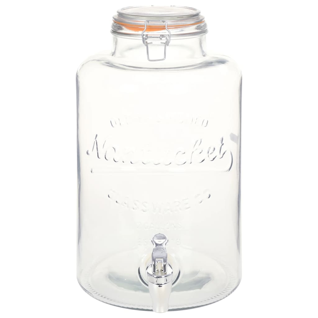 vidaXL Dozownik wody XXL z kranikiem, przezroczysty, 8 L, szkło