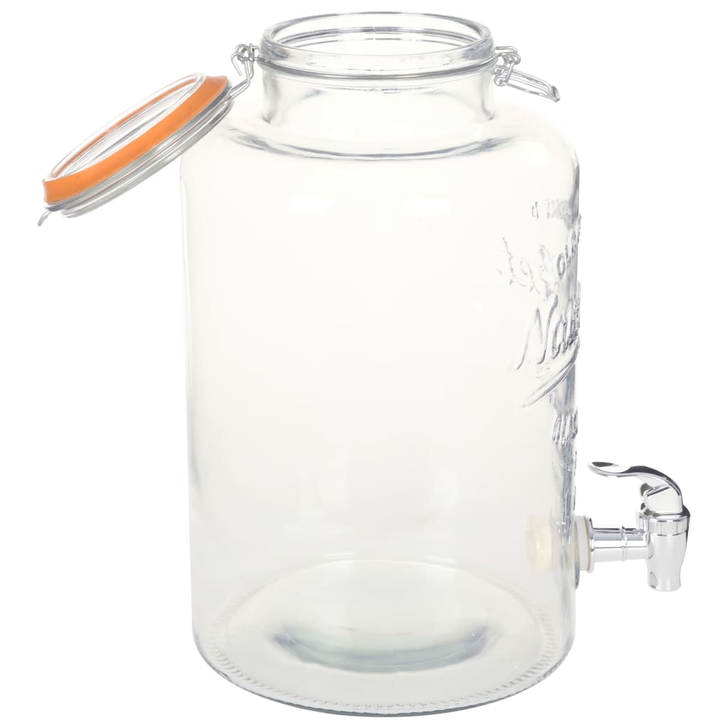 vidaXL Dozownik wody XXL z kranikiem, przezroczysty, 8 L, szkło