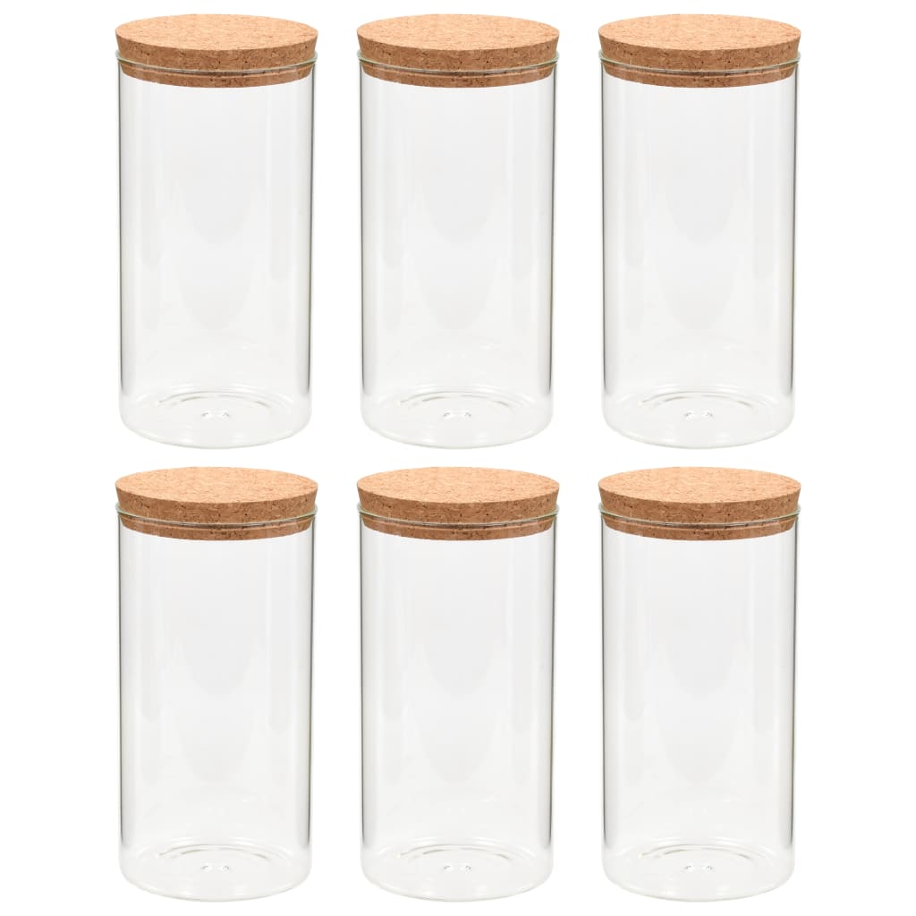 vidaXL Szklane słoje z korkową pokrywką, 6 szt., 1400 ml