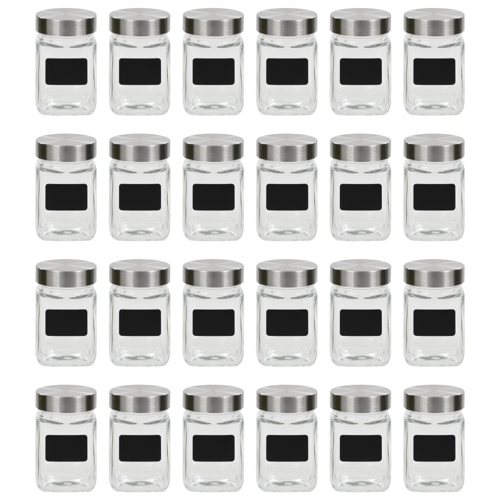 vidaXL Słoiki do przechowywania z nalepkami, 24 szt., 300 ml