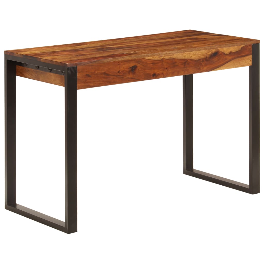 vidaXL Biurko, 110x55x78 cm, lite drewno akacjowe i stal