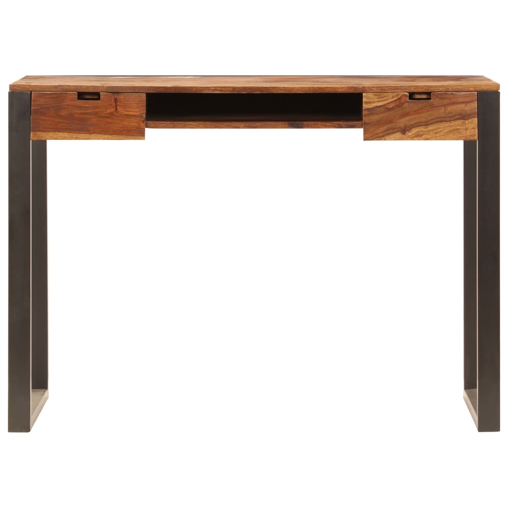 vidaXL Biurko, 110x55x78 cm, lite drewno akacjowe i stal