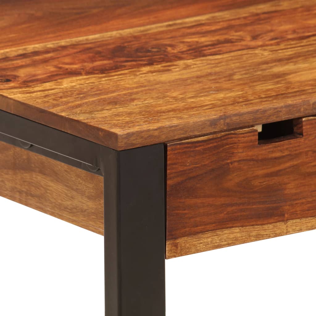 vidaXL Biurko, 110x55x78 cm, lite drewno akacjowe i stal