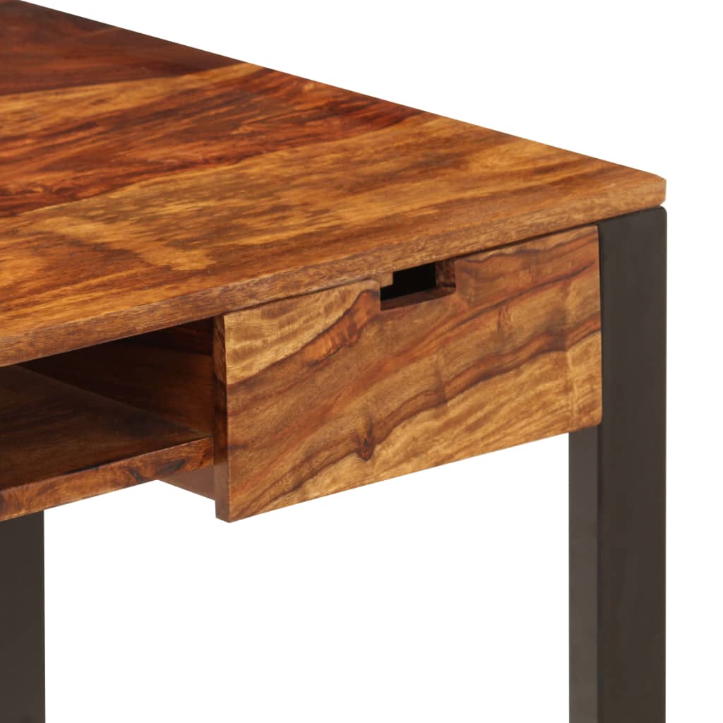 vidaXL Biurko, 110x55x78 cm, lite drewno akacjowe i stal