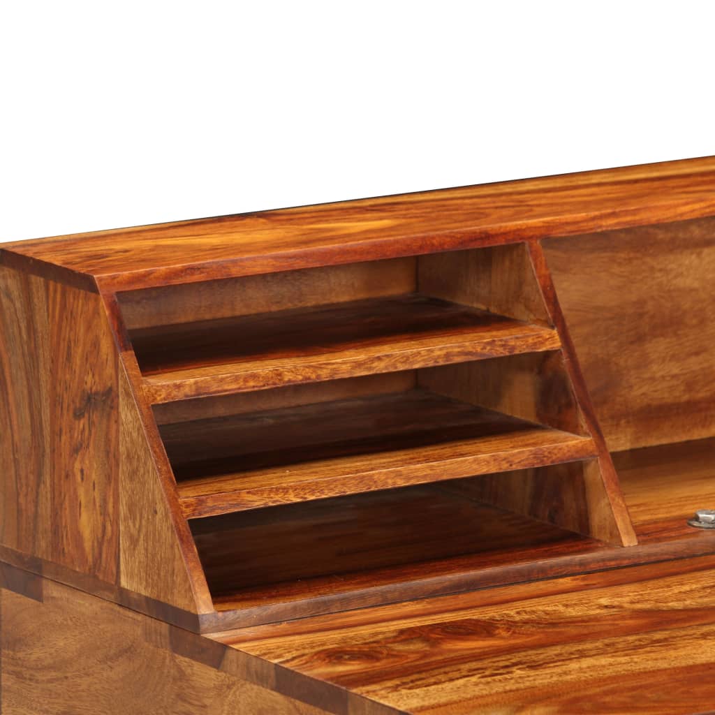 vidaXL Biurko, 110x55x94 cm, lite drewno akacjowe i stal