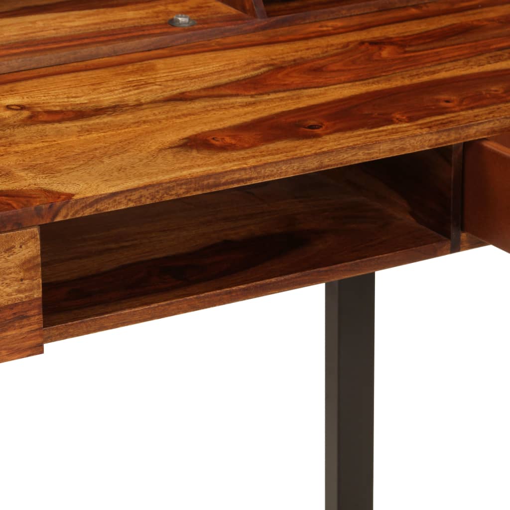 vidaXL Biurko, 110x55x94 cm, lite drewno akacjowe i stal