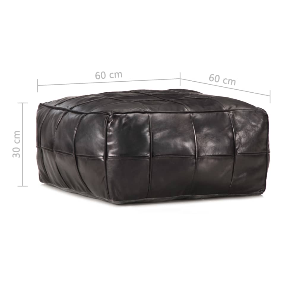 vidaXL Puf, czarny, 60x60x30 cm, prawdziwa kozia skóra