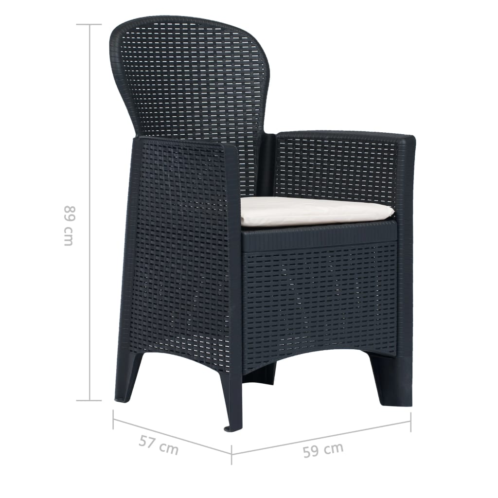 vidaXL 5-częściowy zestaw bistro, antracytowy, stylizowany na rattan