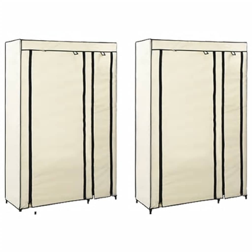 vidaXL Składane szafy, 2 szt., kremowe, 110 x 45 x 175 cm, tkanina