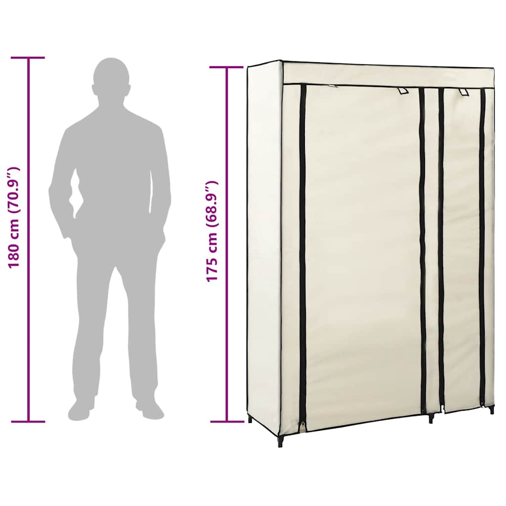 vidaXL Składane szafy, 2 szt., kremowe, 110 x 45 x 175 cm, tkanina