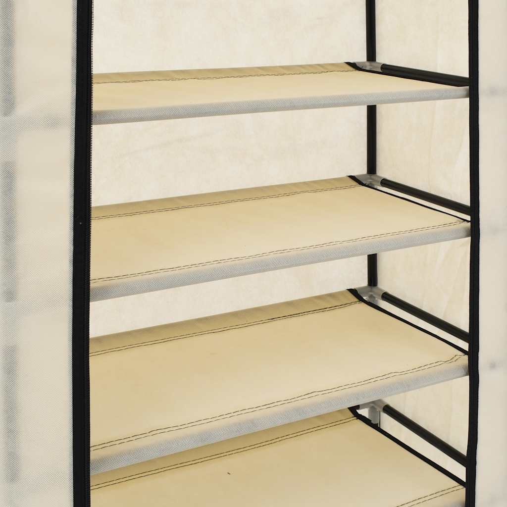 vidaXL Szafka na buty z osłoną, kremowa, 58x28x106 cm, tkanina