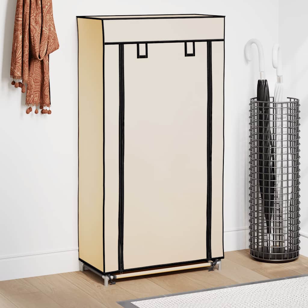 vidaXL Szafka na buty z osłoną, kremowa, 58x28x106 cm, tkanina