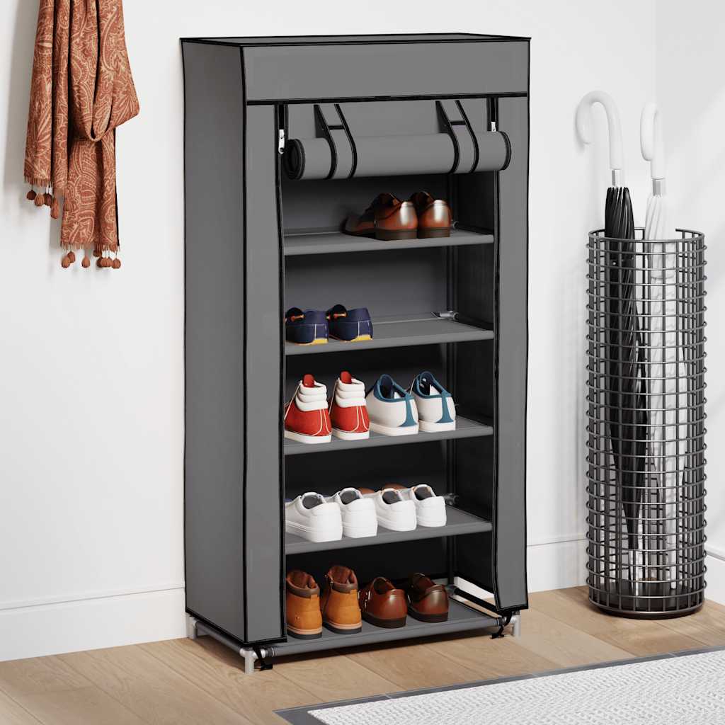 vidaXL Szafka na buty z osłoną, szara, 58x28x106 cm, tkanina