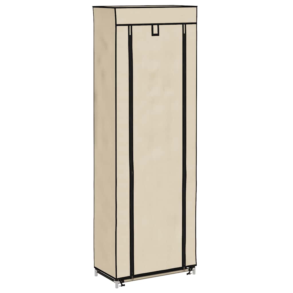 vidaXL Szafka na buty z osłoną, kremowa, 57x29x162 cm, tkanina