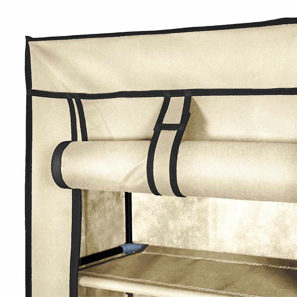 vidaXL Szafka na buty z osłoną, kremowa, 57x29x162 cm, tkanina