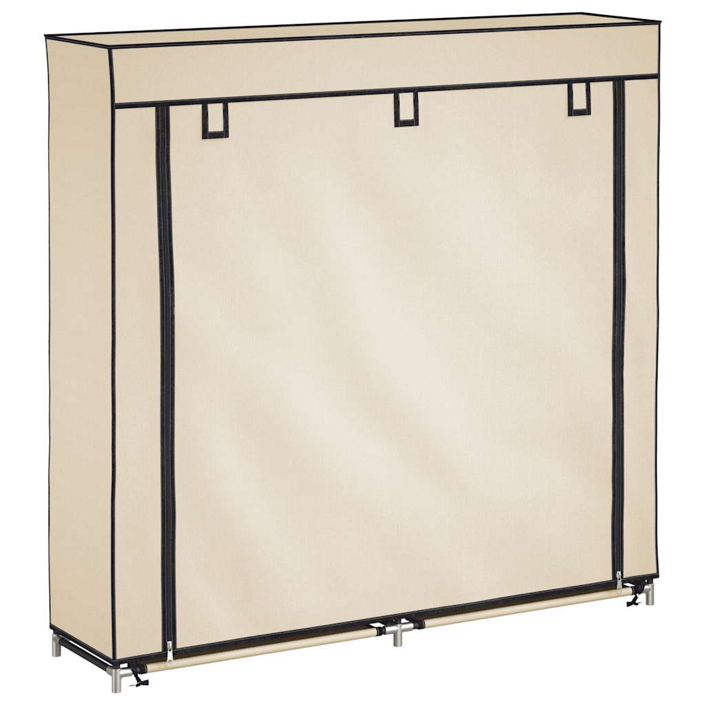 vidaXL Szafka na buty z osłoną, kremowa, 115x28x110 cm, tkanina