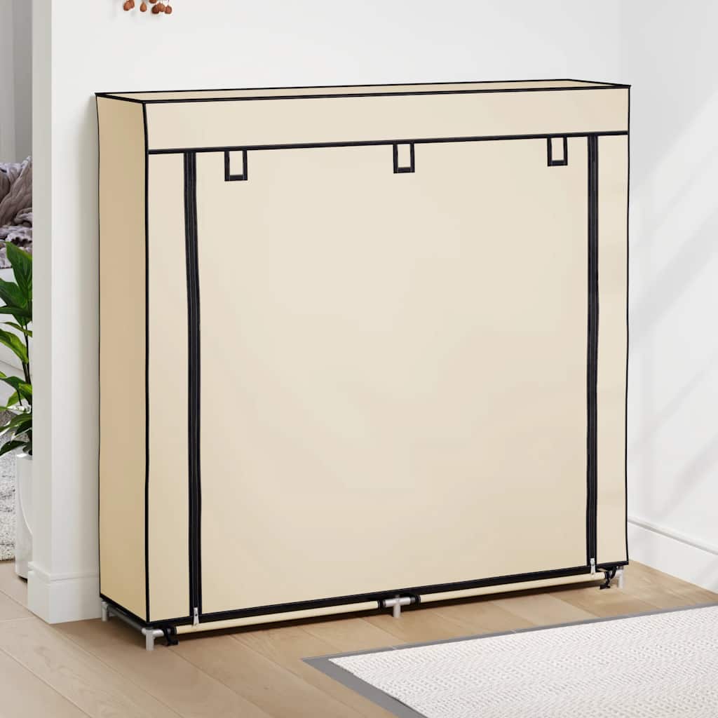 vidaXL Szafka na buty z osłoną, kremowa, 115x28x110 cm, tkanina