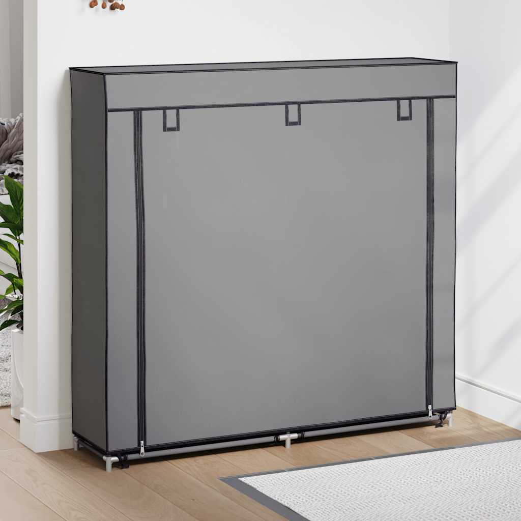 vidaXL Szafka na buty z osłoną, szara, 115x28x110 cm, tkanina