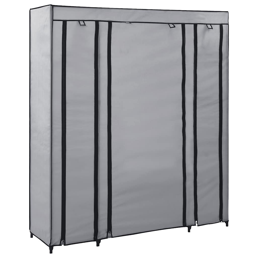 vidaXL Szafa z przegrodami i drążkami, szara, 150x45x176 cm, tkanina