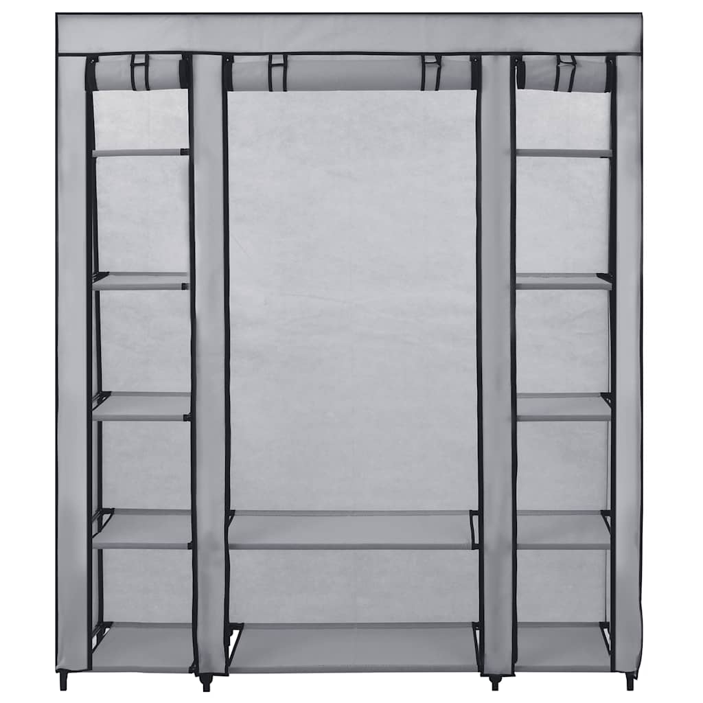 vidaXL Szafa z przegrodami i drążkami, szara, 150x45x176 cm, tkanina