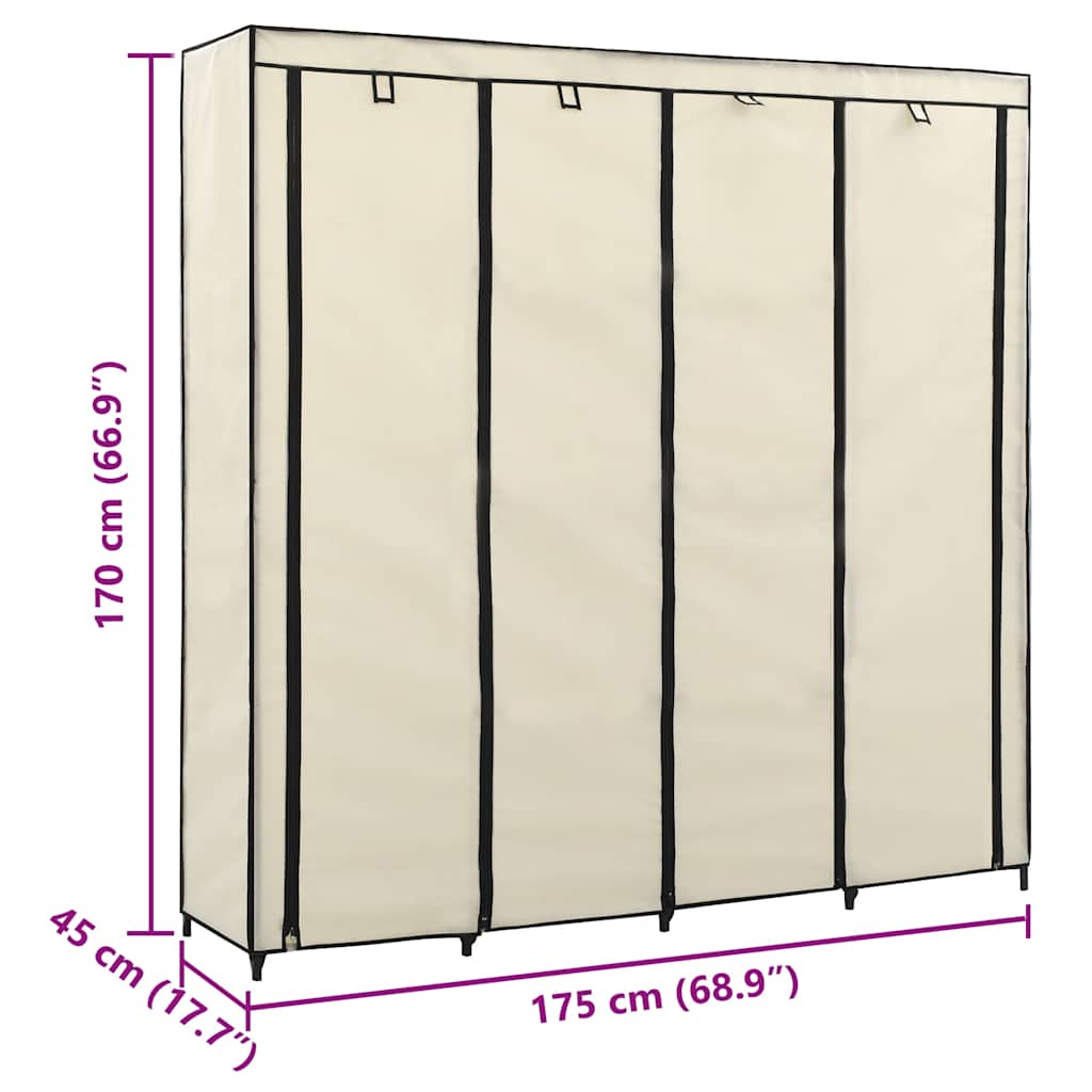 vidaXL Szafa z 4 przegrodami, kremowa, 175 x 45 x 170 cm