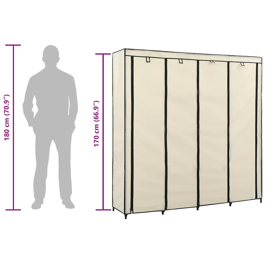 vidaXL Szafa z 4 przegrodami, kremowa, 175 x 45 x 170 cm