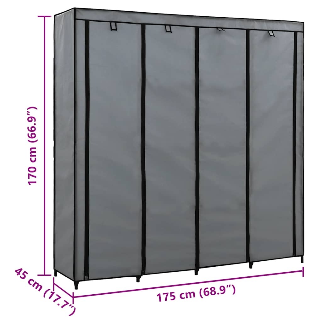 vidaXL Szafa z 4 przegrodami, szara, 175 x 45 x 170 cm