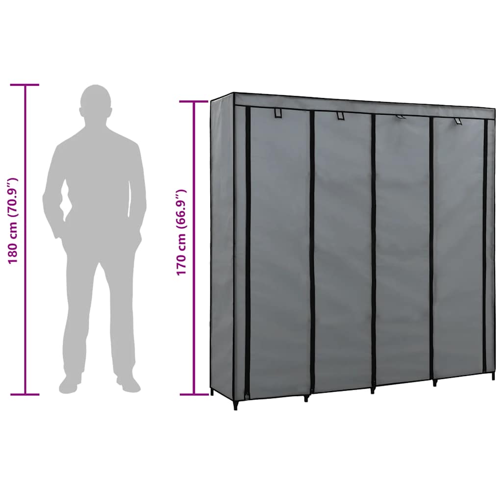 vidaXL Szafa z 4 przegrodami, szara, 175 x 45 x 170 cm