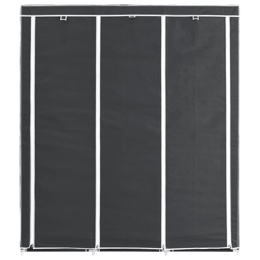 vidaXL Szafa z przegrodami i drążkami, czarna, 150x45x175 cm, tkanina