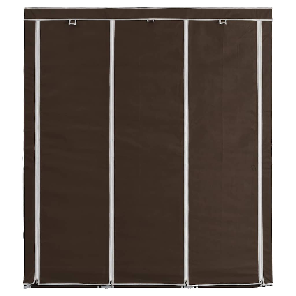 vidaXL Szafa z przegrodami i drążkami, brązowa, 150x45x175 cm, tkanina