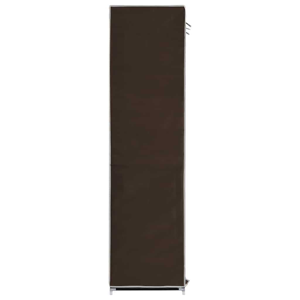 vidaXL Szafa z przegrodami i drążkami, brązowa, 150x45x175 cm, tkanina