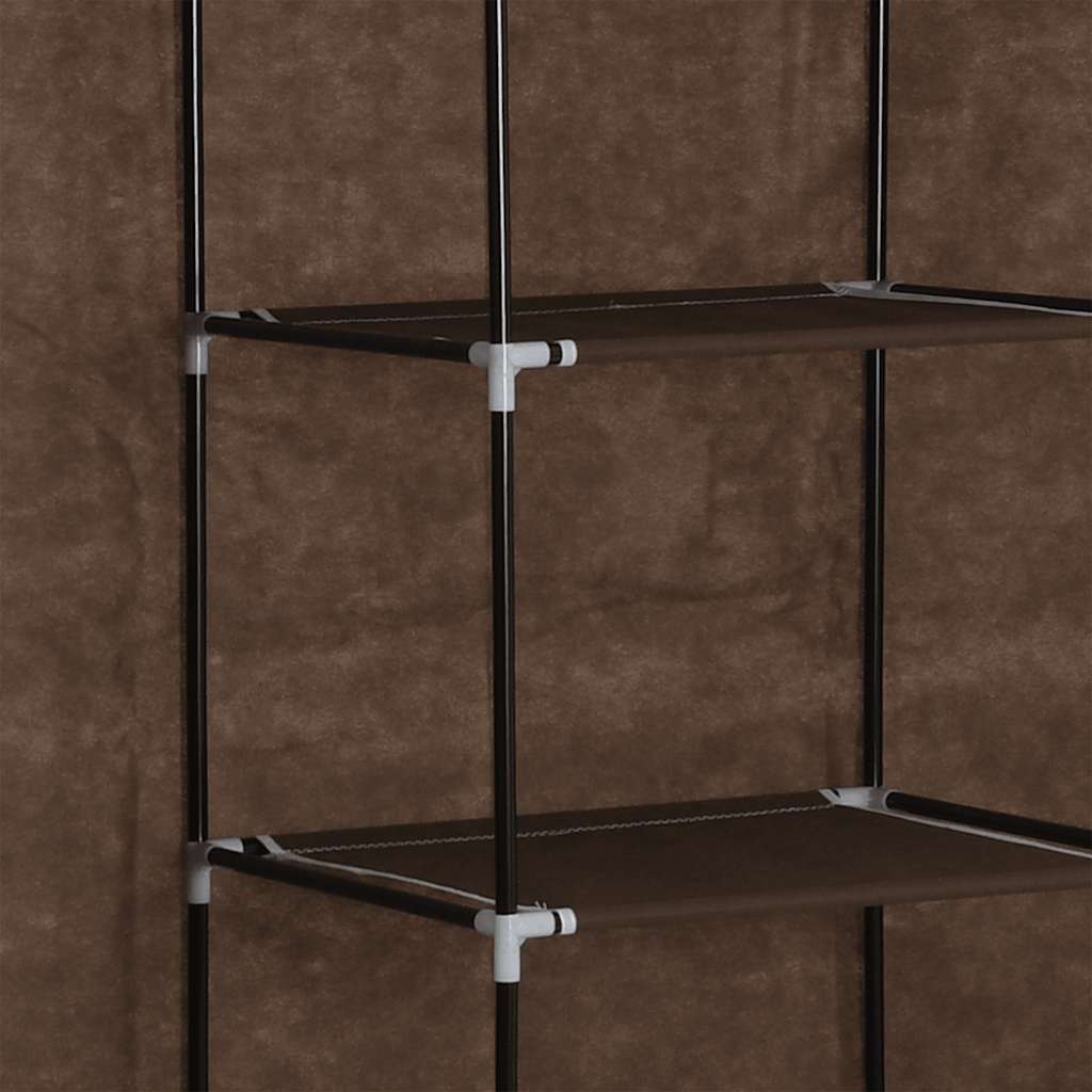 vidaXL Szafa z przegrodami i drążkami, brązowa, 150x45x175 cm, tkanina
