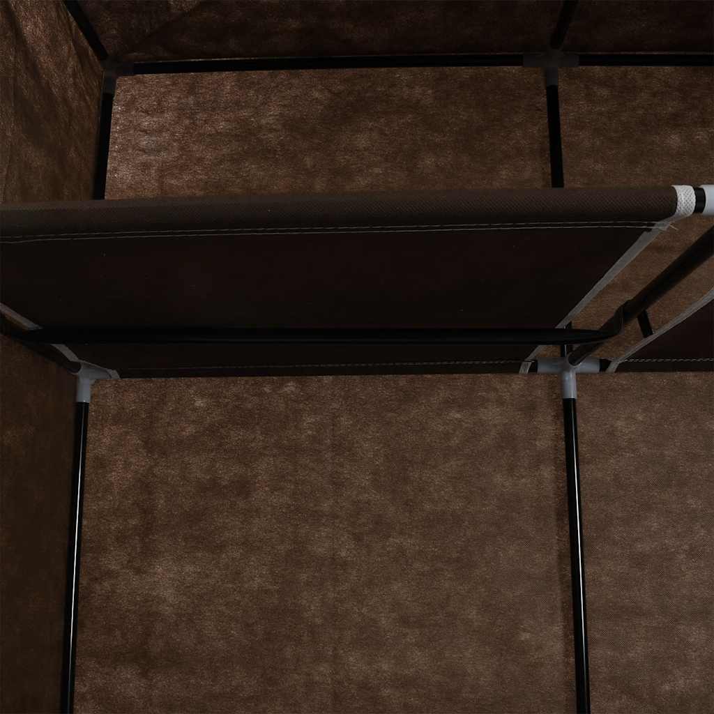 vidaXL Szafa z przegrodami i drążkami, brązowa, 150x45x175 cm, tkanina