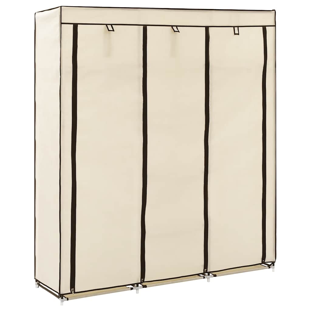 vidaXL Szafa z przegrodami i drążkami, kremowa, 150x45x175 cm, tkanina