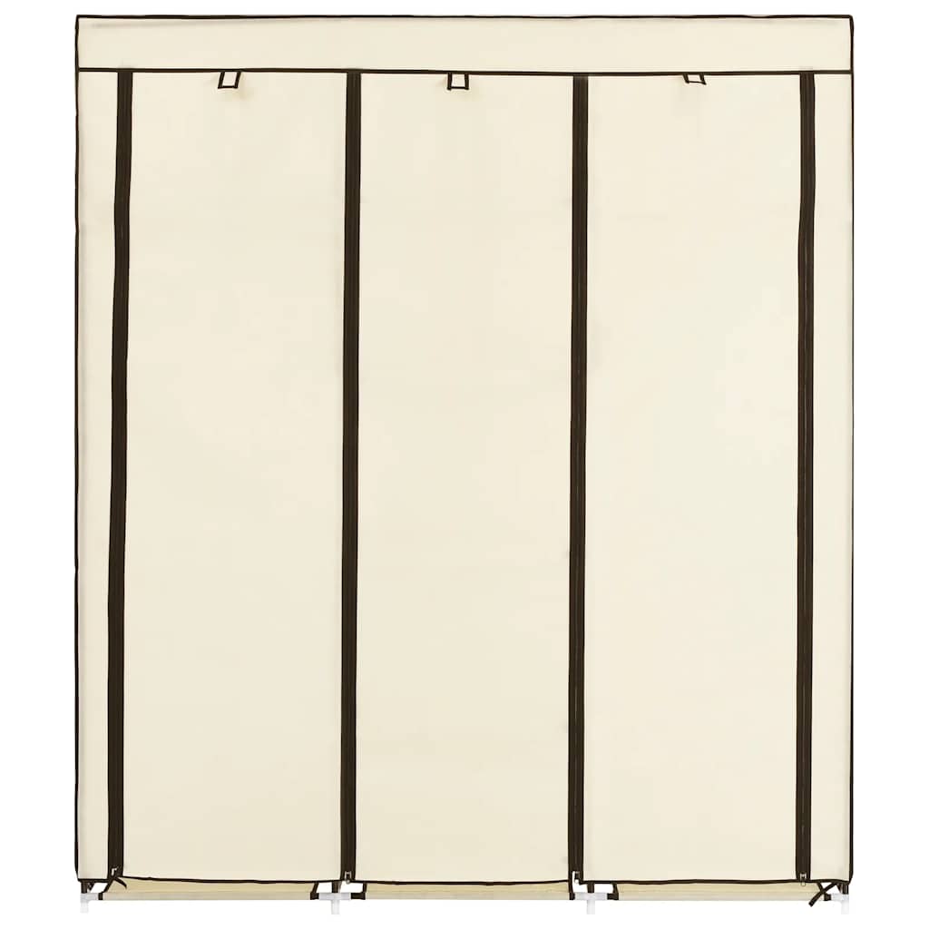 vidaXL Szafa z przegrodami i drążkami, kremowa, 150x45x175 cm, tkanina