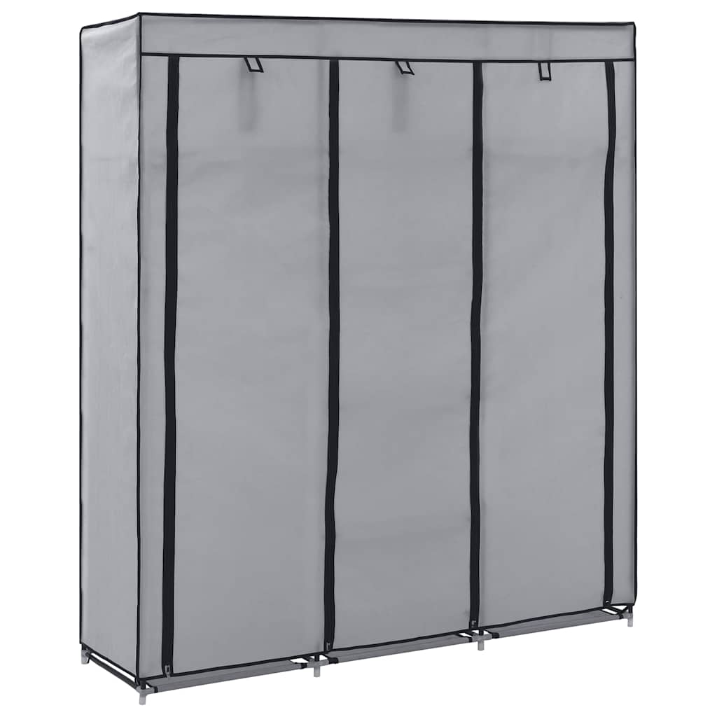 vidaXL Szafa z przegrodami i drążkami, szara, 150x45x175 cm, tkanina