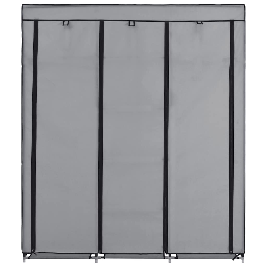 vidaXL Szafa z przegrodami i drążkami, szara, 150x45x175 cm, tkanina