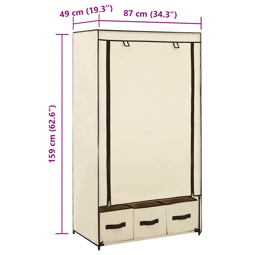 vidaXL Szafa, kremowa, 87 x 49 x 159 cm, materiałowa