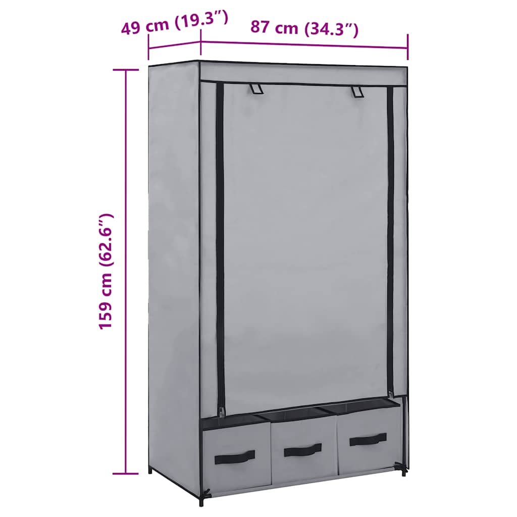 vidaXL Szafa, szara, 87 x 49 x 159 cm, materiałowa