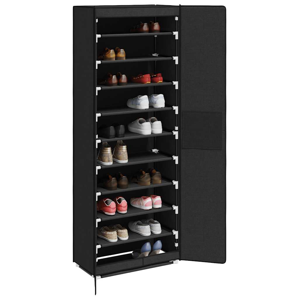 vidaXL Szafka na buty, czarna, 60 x 30 x 166 cm, tkanina
