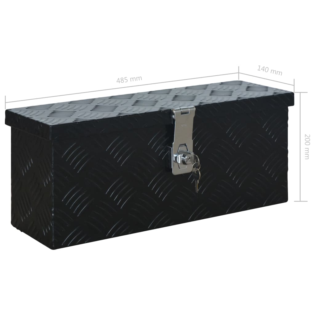 vidaXL Aluminiowa skrzynia, 485 x 140 x 200 mm, czarna