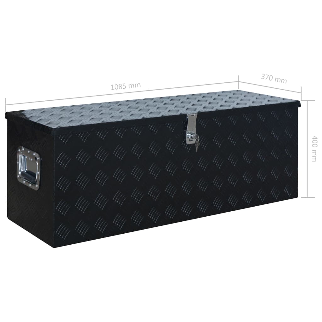 vidaXL Aluminiowa skrzynia, 1085 x 370 x 400 mm, czarna