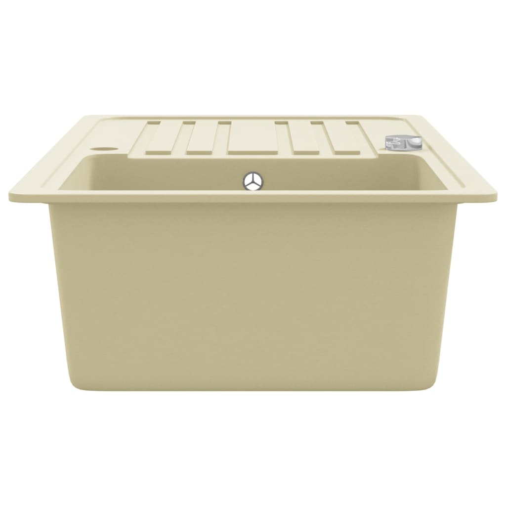 vidaXL Granitowy zlewozmywak jednokomorowy, beżowy