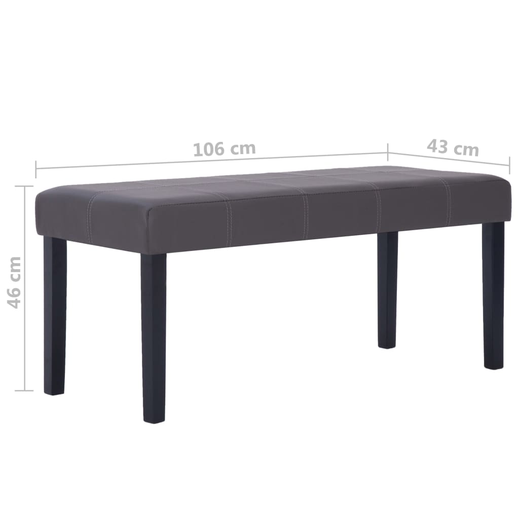 vidaXL Ławka, 106 cm, szara, sztuczna skóra